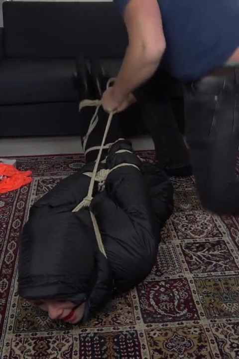 Luna Grey - down jacket bondage HD