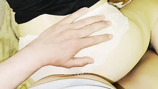 My favorite stepmom in white lace panties caught my attention! I cum right on my panties!