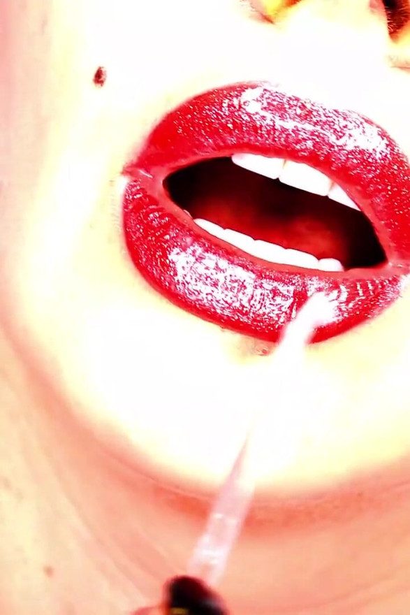 Cum to my red glossy lips and red lustful shapes
