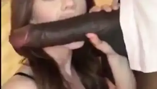 Woman sucking big black monster cock