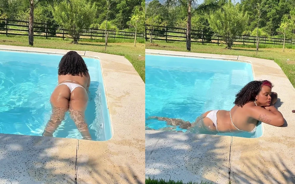 BBW Ebony Farting Like Crazy in the Pool