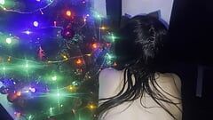 Merry Christmas! Spanking and Quick Sex with a Beautiful Teen!