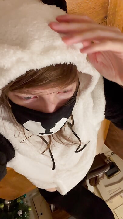 Twink in cute onesie jerking off