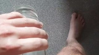 Ugly slave Drinks his own pee