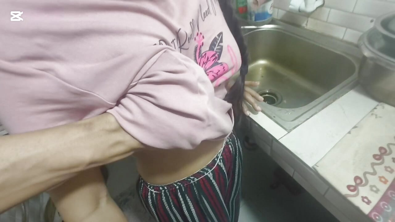 Desi hot stepsister cooking dinner I fuck her in the kitchen  desi hot kitchen sex videos