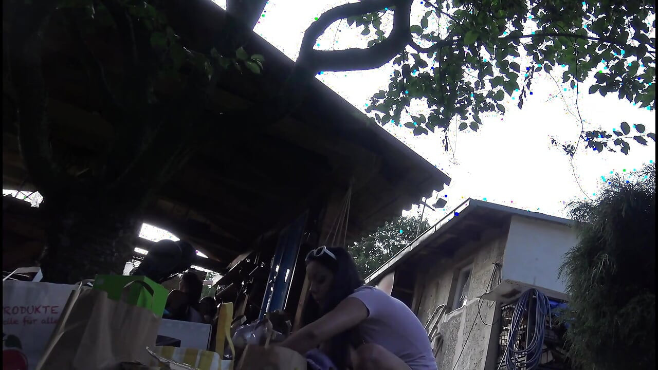 隣人がバーベキューパーティーを開いていて、女の子たちは恥知らずでパンティーも履いていません