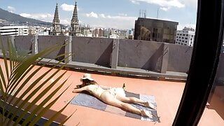 Taking a sunbath in a micro bikini dirty eyes