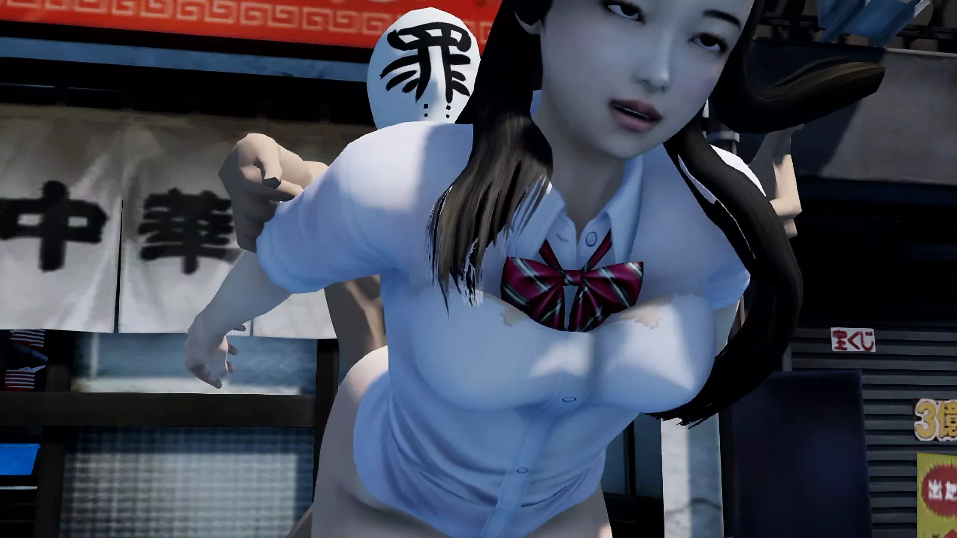 Fucked a horny Asian right in front of a street food place. Fucked a slut deep in a wet pussy
