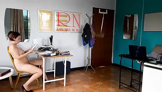 Nudist secretary. Nude employee in the office. Nude secretary is not shy about her boss. Nude office.  1 194