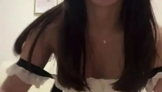 Housemaid on live camera while her boss watched Dildo Blowjob