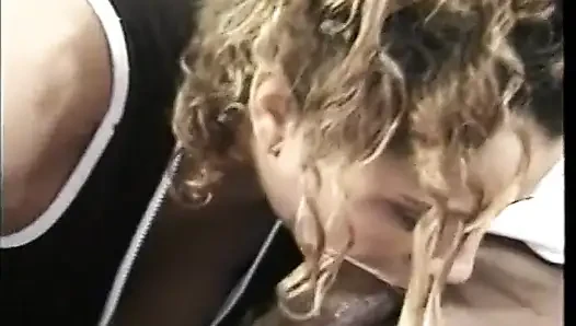 Amazing black slut with huge boobs gets cock inside deep shaved pussy