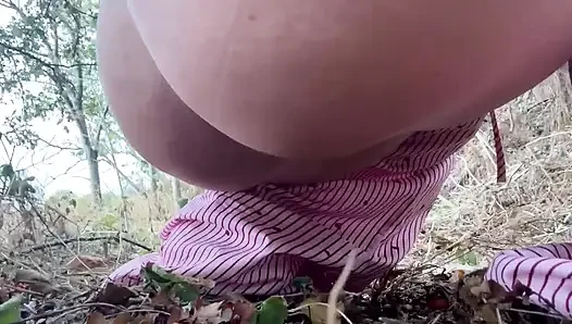 Close up Roadside Pee While Being Watched