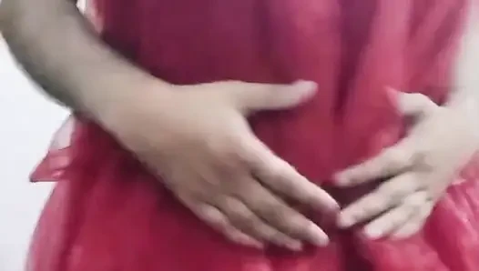 Indian Gay Crossdresser Gaurisissy real xxx homemade sex in Red lehenga