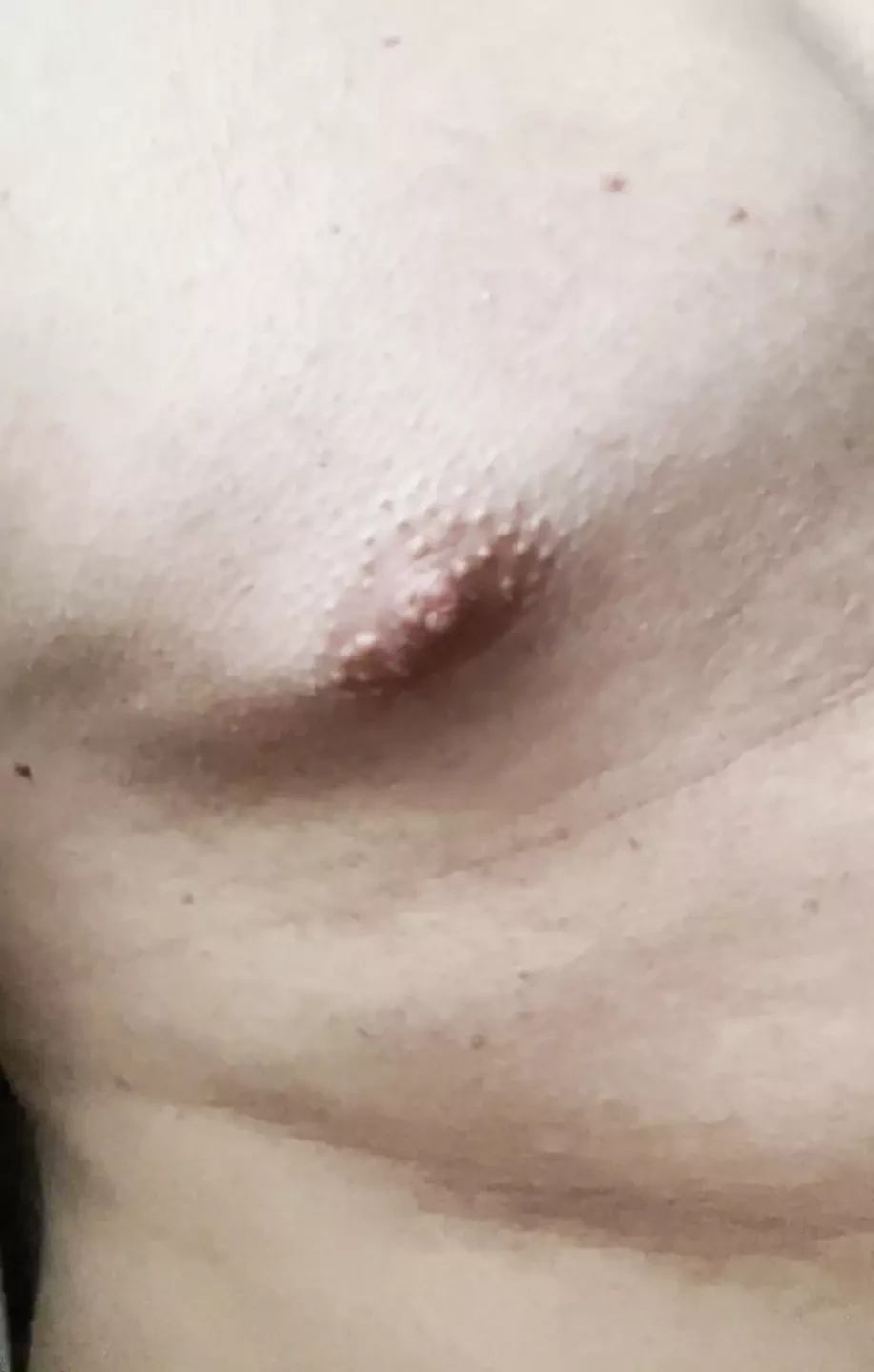 Play with puffy nipples and big cock