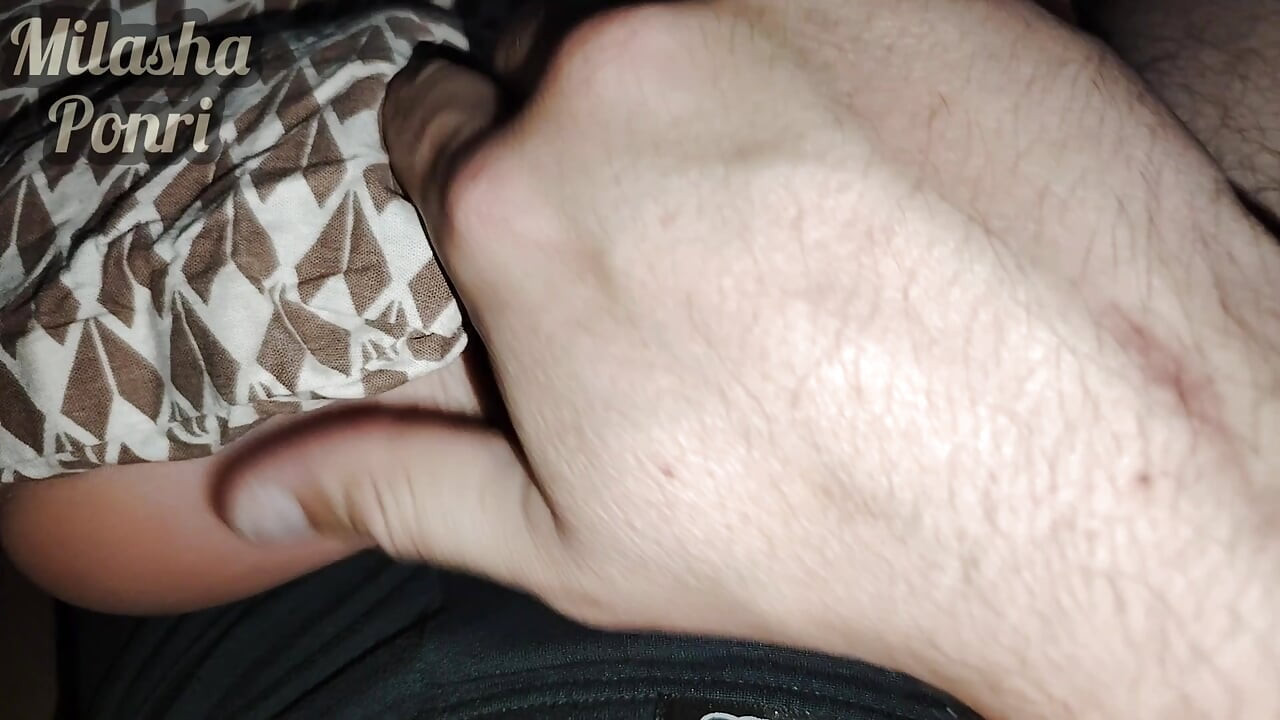 Stepsister's feet get a light massage while watching a movie