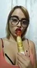 Lusty Whore Lucy sucking a Big Dildo