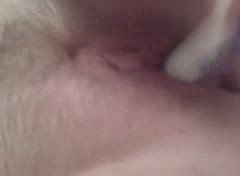 Wife masturbates with tooth brush