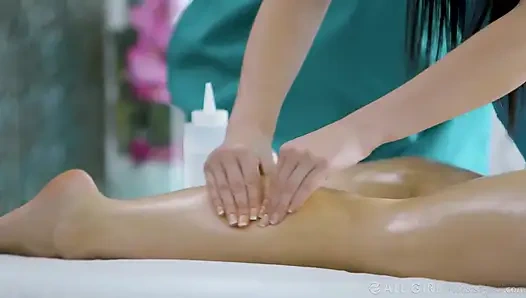 All Girl Massage - Owner Lena Paul Tests Her Product with Two Sexy Employees