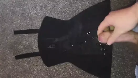 Cumming on latex dress