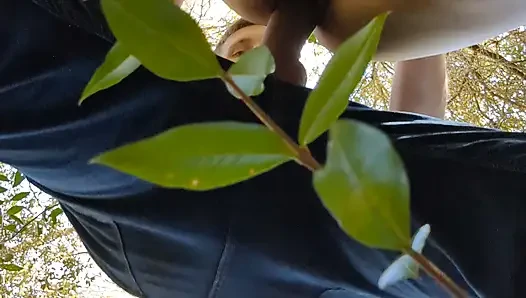 Amateur couple improvises a sudden fuck in the woods