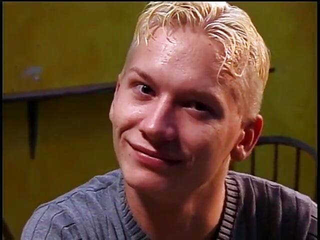 Blonde boy gets his tight ass fucked hard by a manly dude in a bar