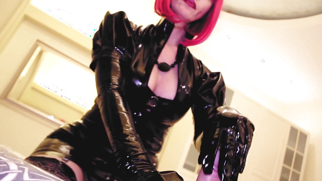 Eva latex  play a dick femdom handjob BDSM kink fetish milf gloves pvc
