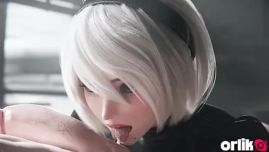 2b Nier Automata Blowjob & Town Cowgirl Fuck - Creamy Pussy & Creampie Ending 3D Animation