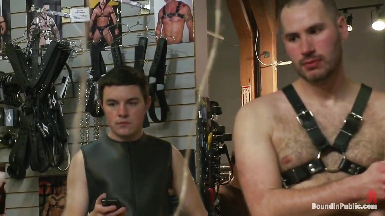 Ripped Boy Gets His Hole Shocked and Filled at Mr. S Leather Store.