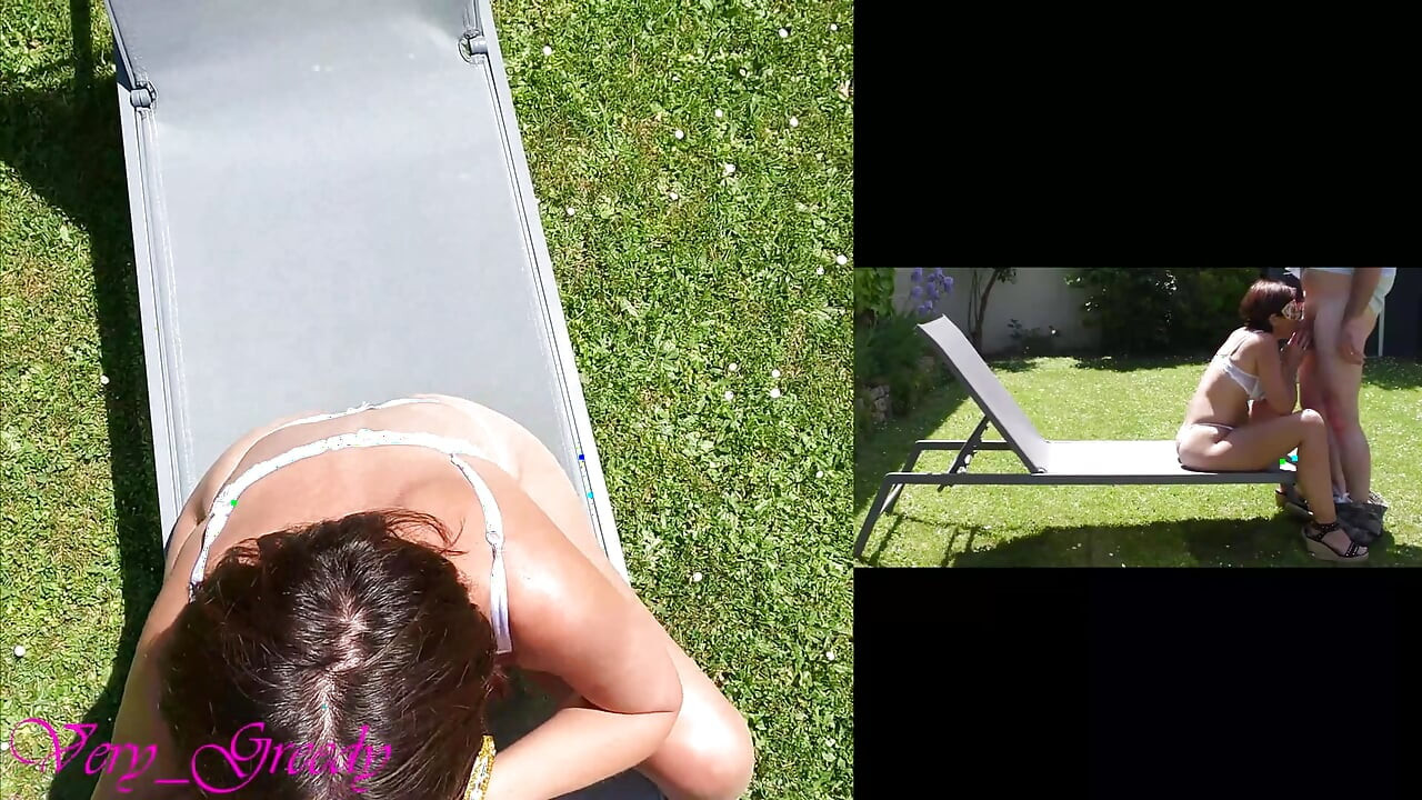 Piękna milf w seksownej białej bieliźnie zostaje zerżnięta na pieska na zewnątrz i spuści się na jej duży tyłek