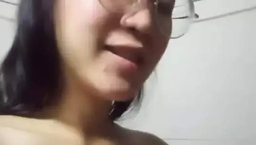 Asian masturbating alone at home
