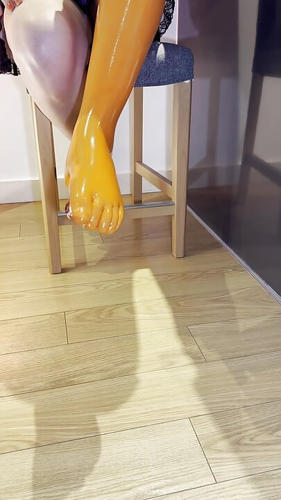 Gelaagde latex teensokken