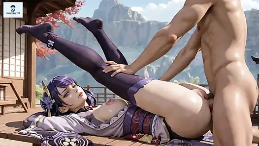 Raiden Shogun Genshin Impact анальная анимация ступней в чулках