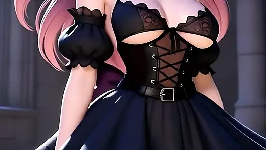 Hentai gothic girls with dyed hair showing off their big tits 2
