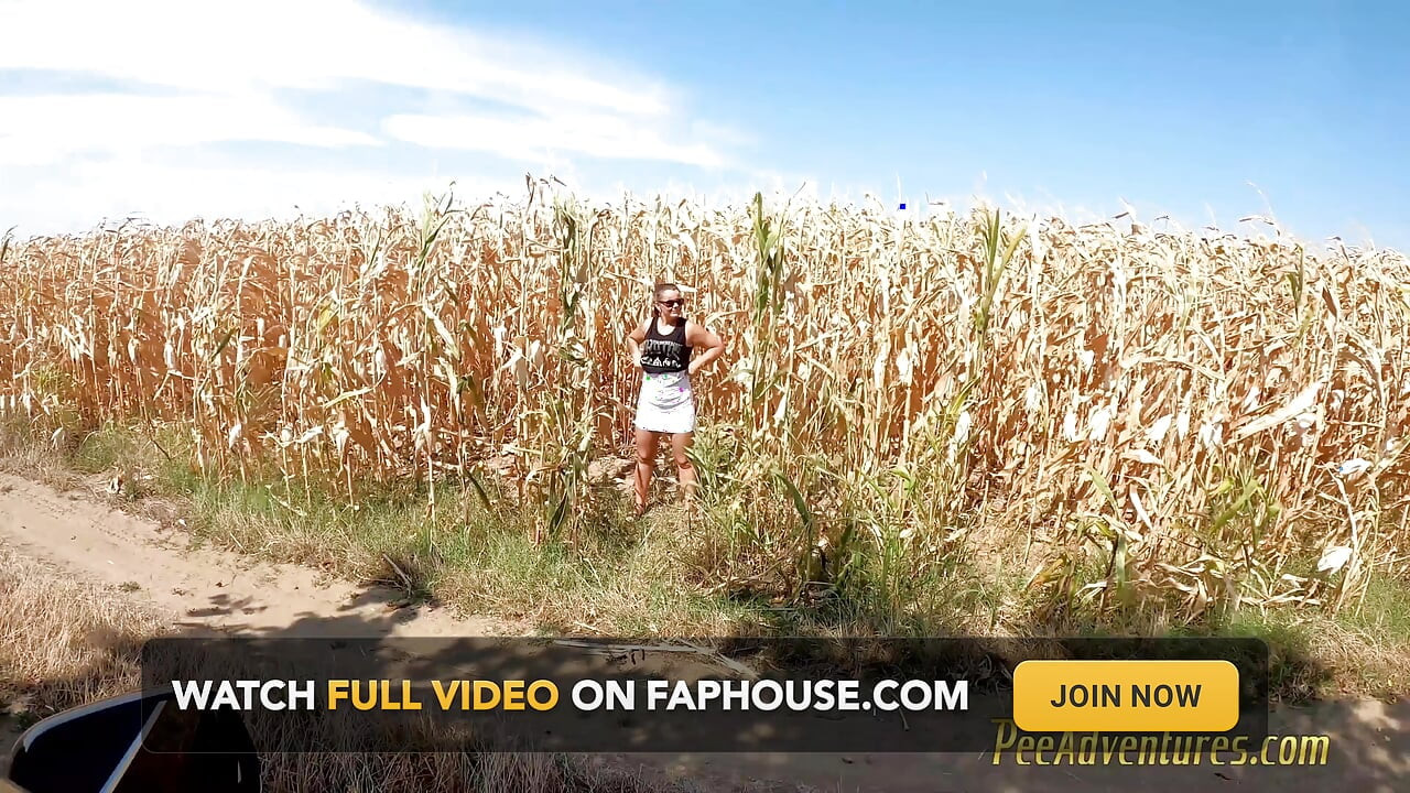 Pee in A Corn Field and Wet Her Skirt - Changing Her Wet Clothes Outdoor and Preparing for Another Pee Standing