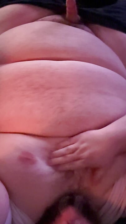 Fat Super Chub Jacks Off and Cums on Stomach While Chubby Chasers Watch