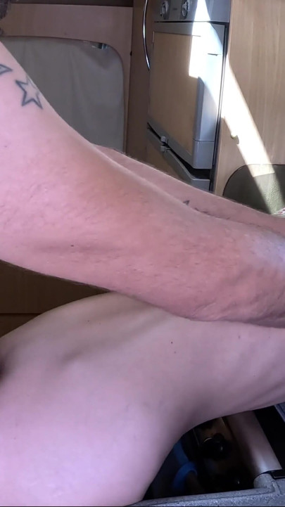 Horny wife washing dishes gets fucked hard from behind by her husband who cums inside her | Clip 1