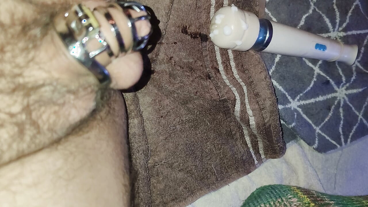 Analslave double dildo and magic wand anal insertion