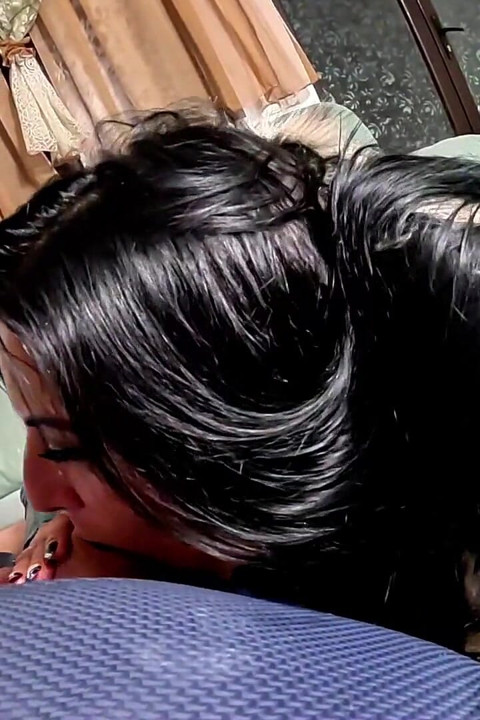 Glossy Fur Hooded Downjacket POV. Deepthroat, Sleeve Play, Riding and Double Cum