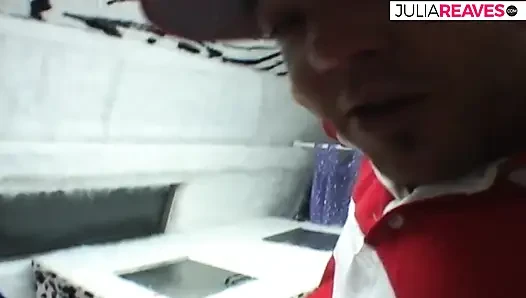 Skinny blonde bounces tight pussyon a huge cock resulting to mouth cumshot