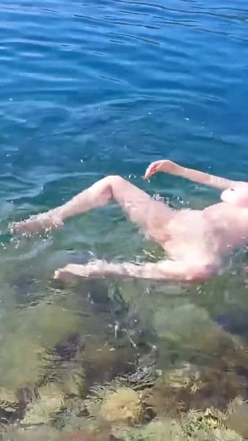 Beautiful Amateur Naturist: Outdoor Stretching & Naked Swimming Art | Clip 1
