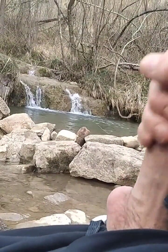 Uncut Big Fat Cock Hiker Unloads His Thick Cumshot in Exotic Place