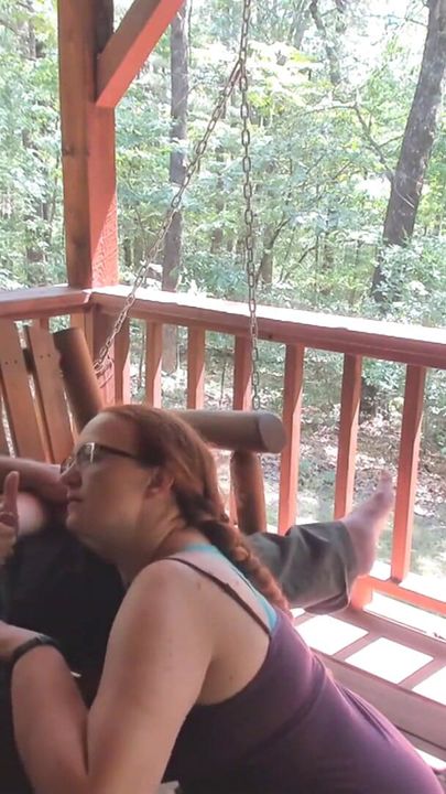 Thrilling moment from "Outdoor Porch Swinging Blow Job and Pussy Licking with Ginger MILF Wife With Long Braided Hair"