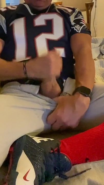 Jockdad87 Shoots a Load of Cum in His Football Gear