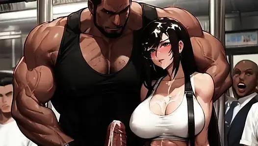 Tifa loves drinking strangers cum on the Midgar train