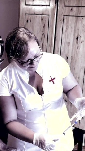 Emotional moment from "Dominatrix Mistress April - Surgical Transformation into a whore"