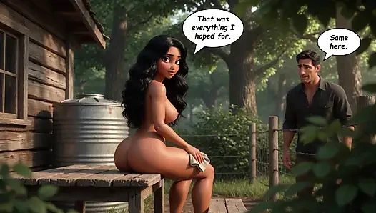 The husband secretly watches his wife sharing intense encounter with tall protector at the family farm (AI generated)
