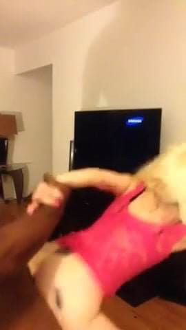 Blonde slag fucking big black cock
