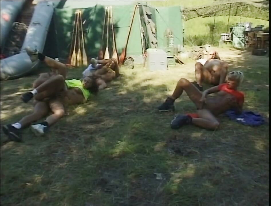 Soldiers Have Group Sex Outdoors in the Camp with Slutty Hikers