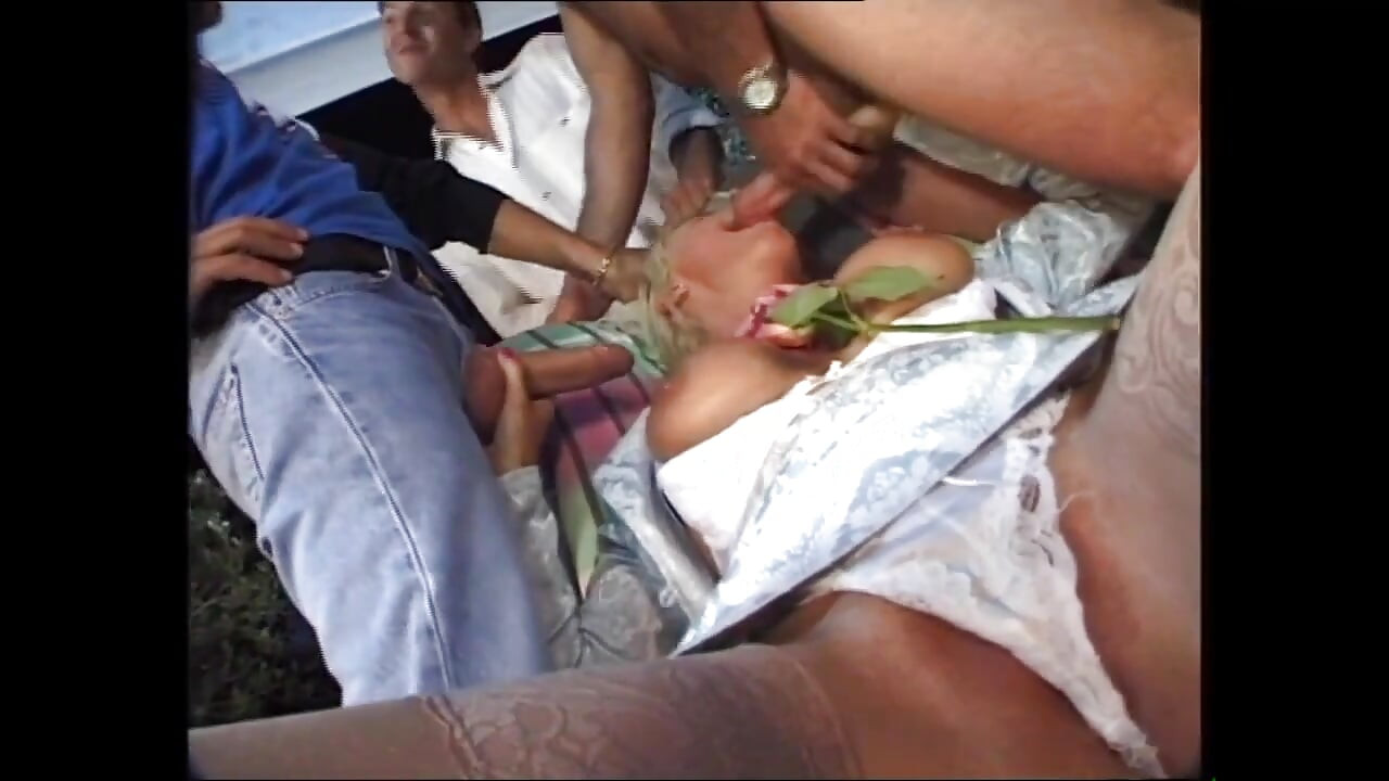 Blonde Horny Slut Was Eager to Suck Three Hard Dick at the Same Time Before She Get a Double Penetration