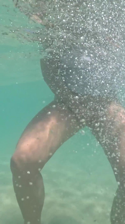 MILF Underwater in Sheer White T-shirt No Panties, Bare Pussy & Ass Close-ups